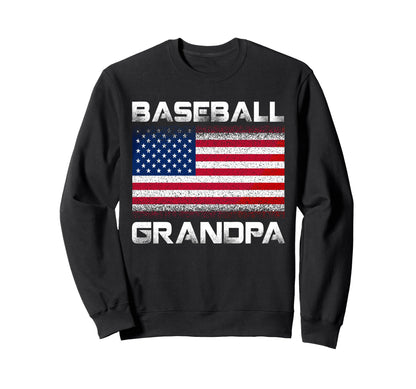 Baseball Grandpa Usa Flag Sweatshirt - Fun Novelty Design for Adults - T-Shirt, Sweatshirt, Hoodie