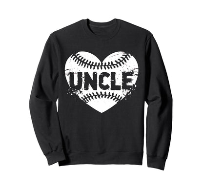 Uncle Baseball Heart Sweatshirt - Fun Novelty Design Men Women - T-Shirt, Sweatshirt, Hoodie