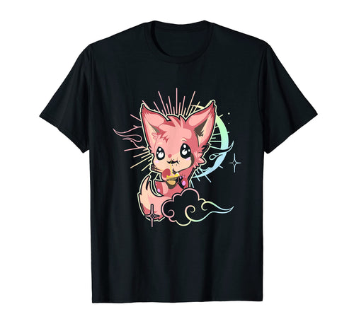Anime Fox Pagan Occult Moon Vaporwave T-Shirt - Streetwear Style Men Women - T-Shirt, Sweatshirt, Hoodie