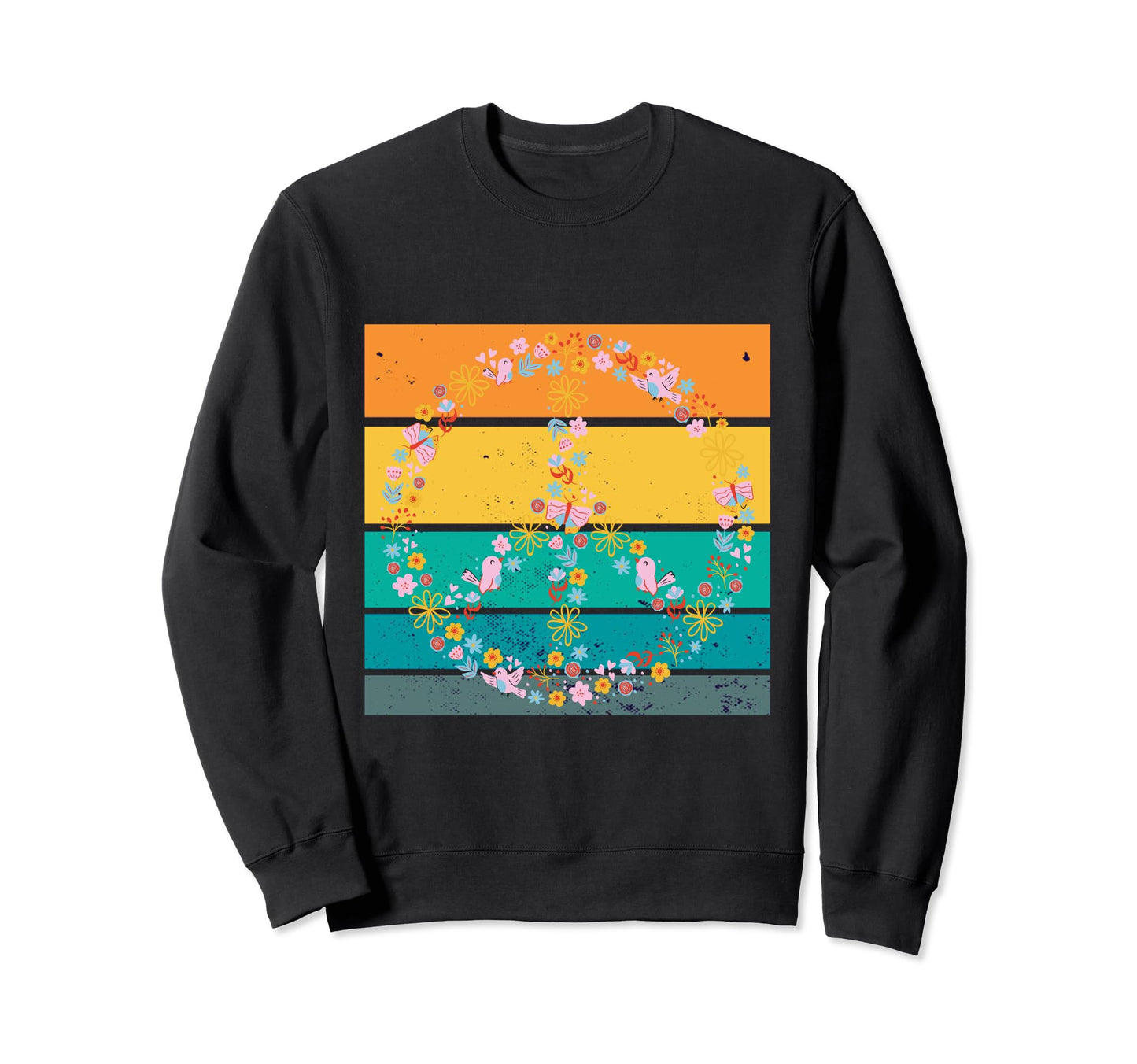 Peace Sign Floral Boho Colorful Sweatshirt - Trendy Graphic Men Women - T-Shirt, Sweatshirt, Hoodie