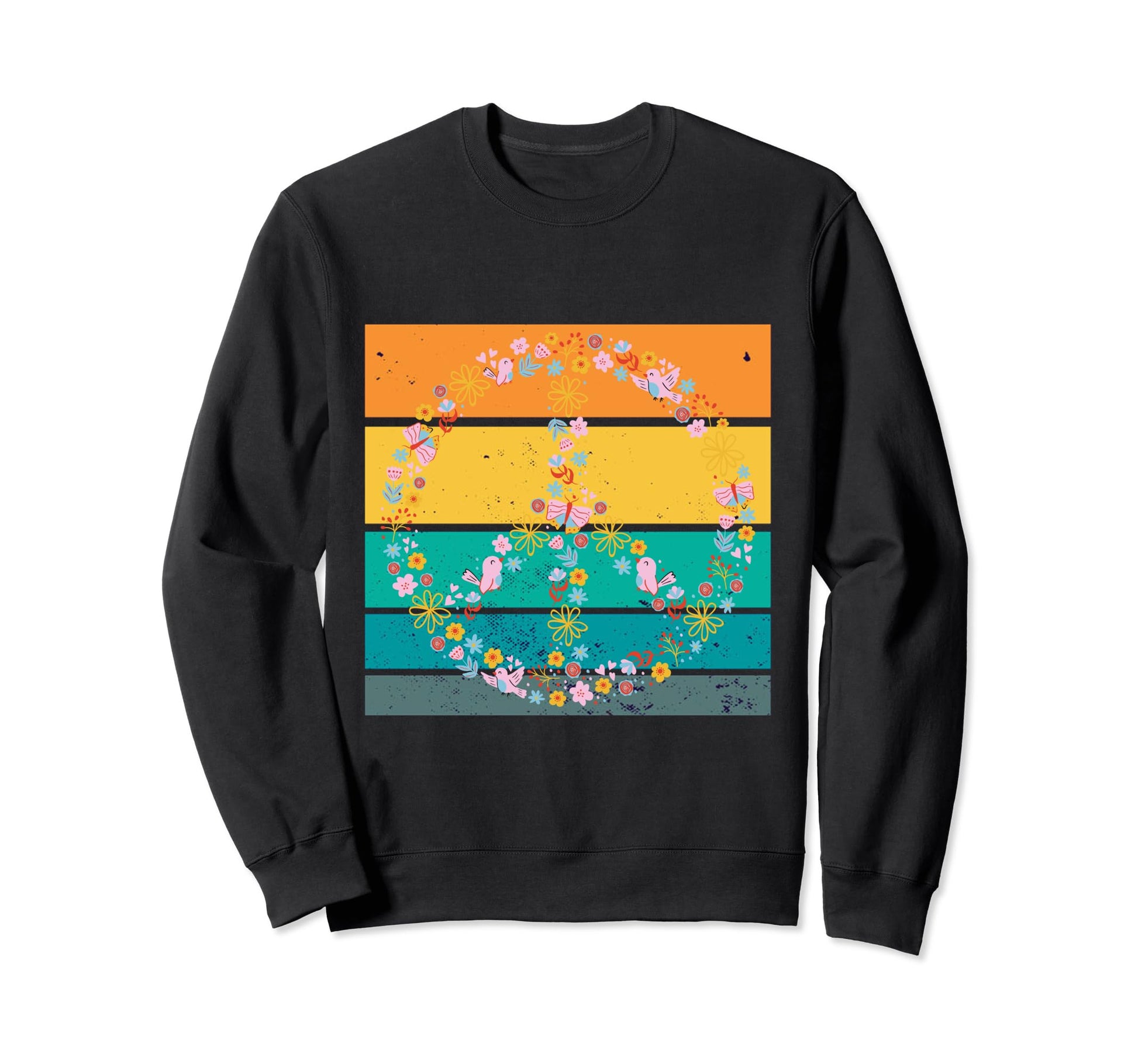 Peace Sign Floral Boho Colorful Sweatshirt - Trendy Graphic Men Women - T-Shirt, Sweatshirt, Hoodie