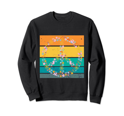 Peace Sign Floral Boho Colorful Sweatshirt - Trendy Graphic Men Women - T-Shirt, Sweatshirt, Hoodie