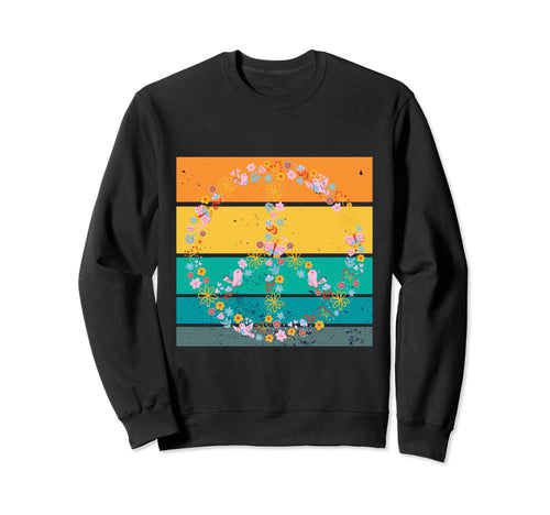 Peace Sign Floral Boho Colorful Sweatshirt - Trendy Graphic Men Women - T-Shirt, Sweatshirt, Hoodie