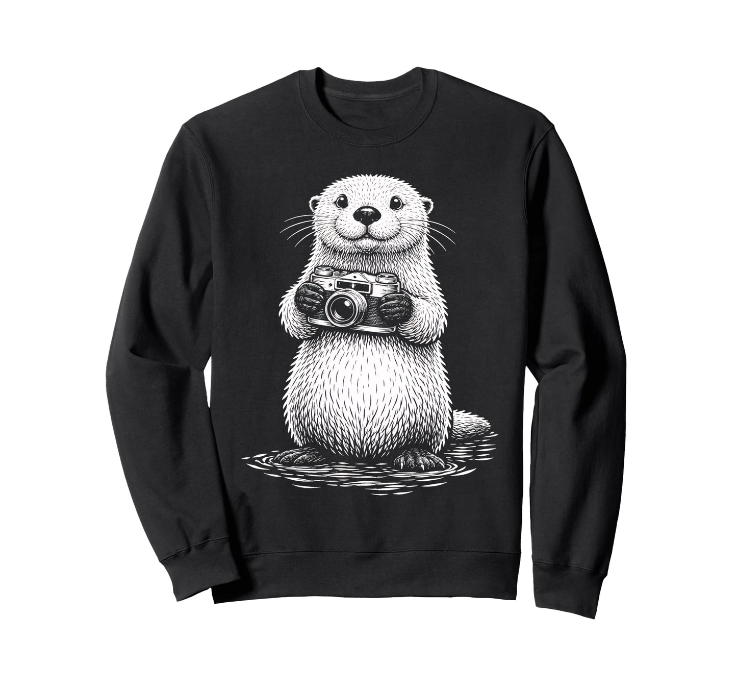 Sea Otter Photographer Camera Sweatshirt - Aesthetic Graphic for Adults - T-Shirt, Sweatshirt, Hoodie