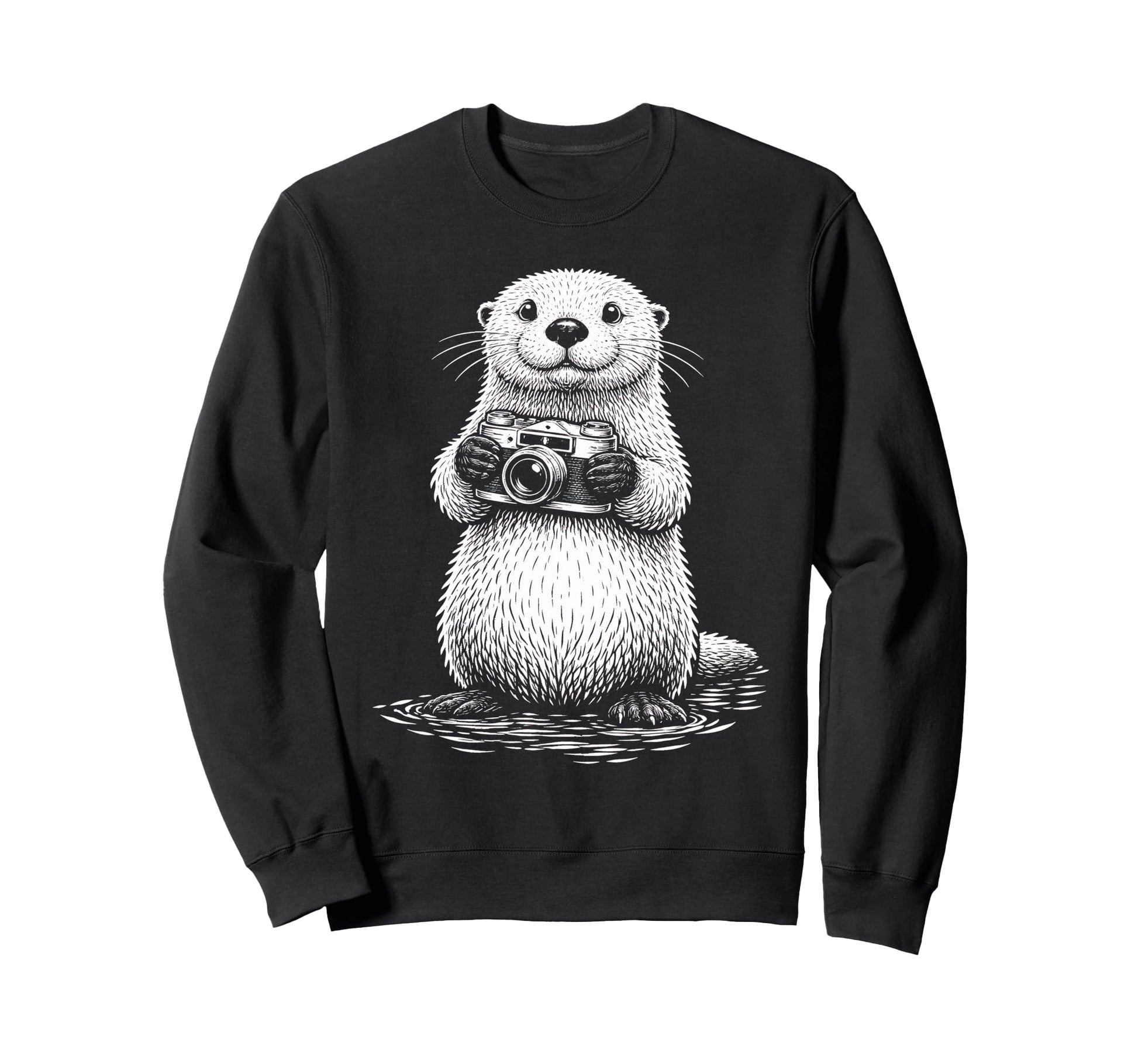 Sea Otter Photographer Camera Sweatshirt - Aesthetic Graphic for Adults - T-Shirt, Sweatshirt, Hoodie