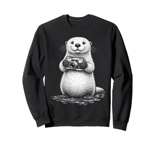 Sea Otter Photographer Camera Sweatshirt - Aesthetic Graphic for Adults - T-Shirt, Sweatshirt, Hoodie