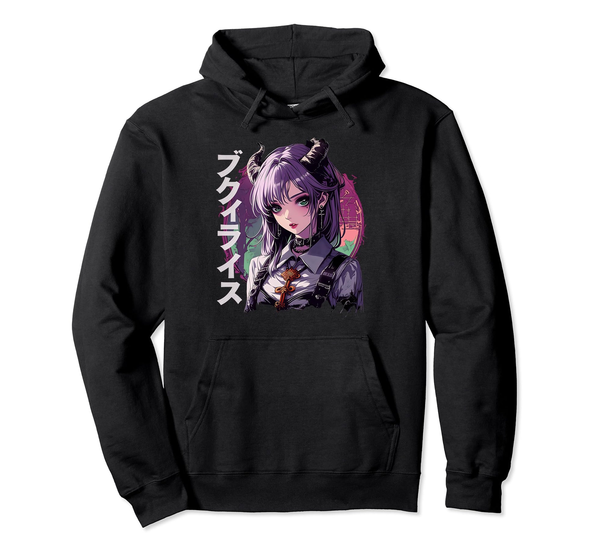 Anime Goth Grunge Demon Waifu Horror Hoodie - Novelty Apparel for Adults - T-Shirt, Sweatshirt, Hoodie