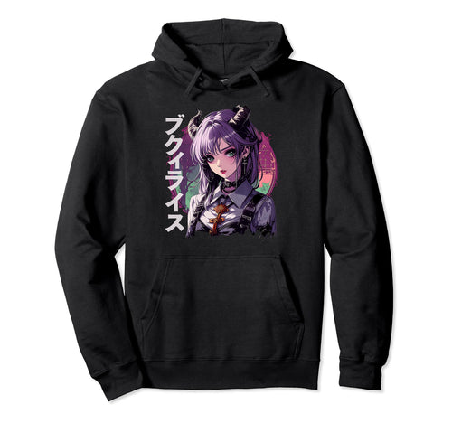 Anime Goth Grunge Demon Waifu Horror Hoodie - Novelty Apparel for Adults - T-Shirt, Sweatshirt, Hoodie