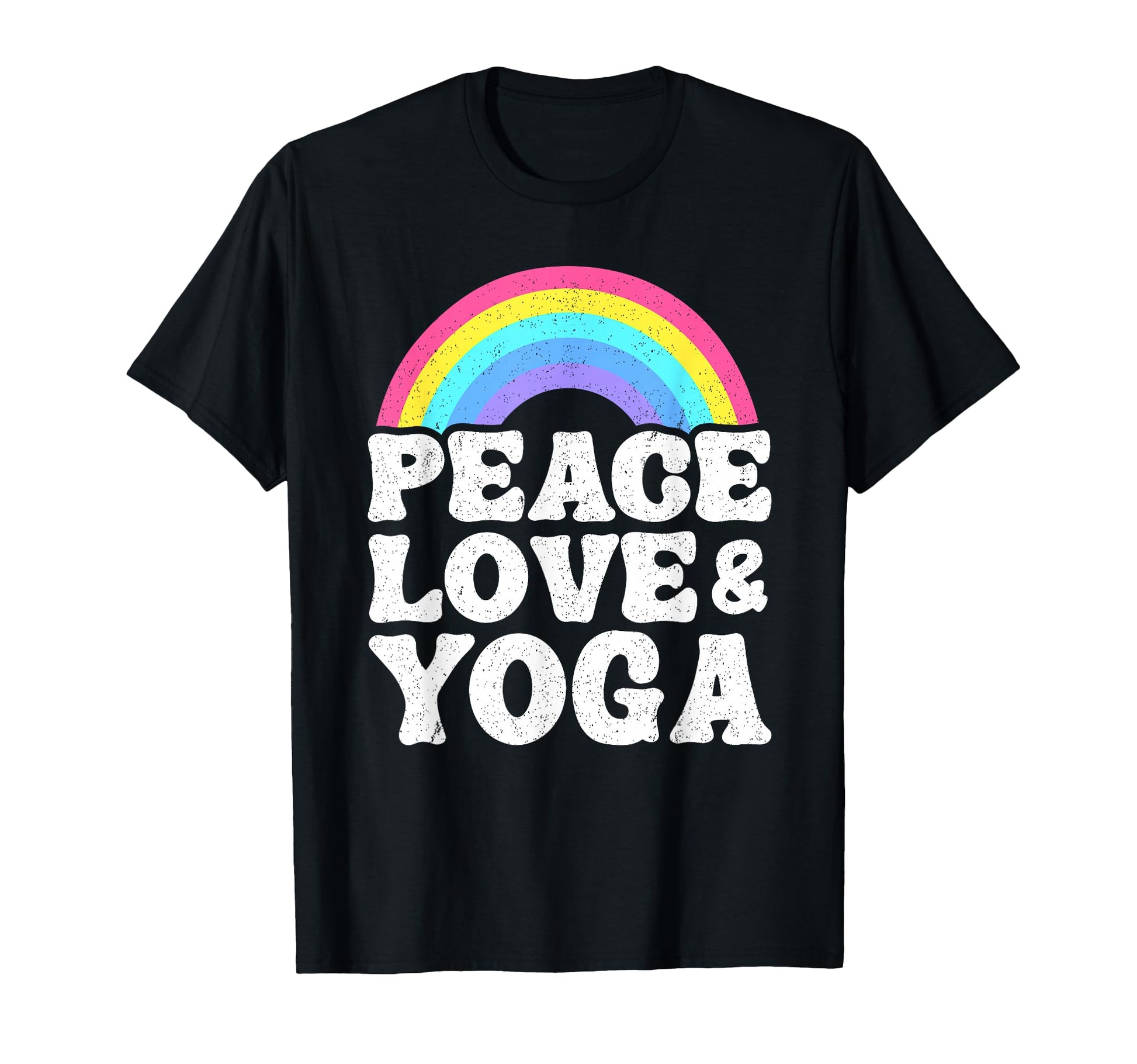 Peace Love Yoga Rainbow Hippie Yoga T-Shirt - Minimalist Print Unisex - T-Shirt, Sweatshirt, Hoodie