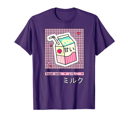 Kawaii Japanese Aesthetic Milk 90S T-Shirt - Unique Graphic Men Women - T-Shirt, Sweatshirt, Hoodie