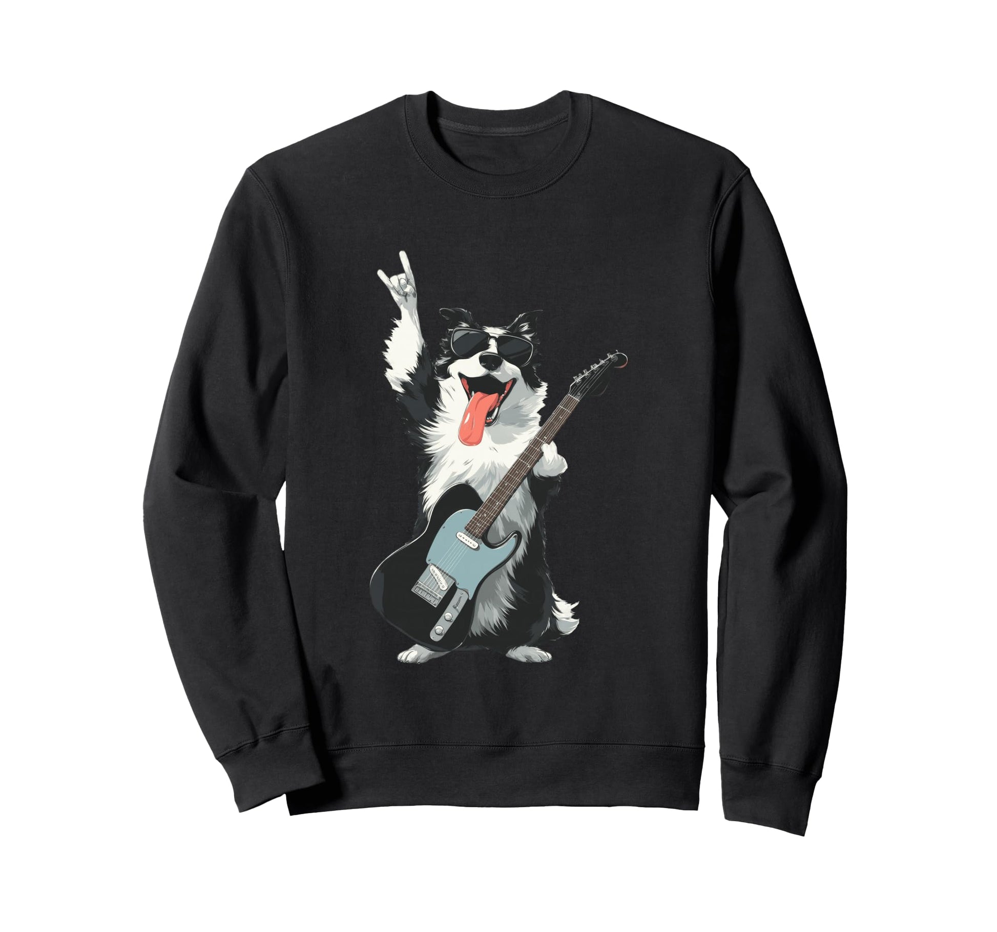 Rock Dog Guitar Playing Pet Sweatshirt - Casual Everyday Wear for Adults - T-Shirt, Sweatshirt, Hoodie