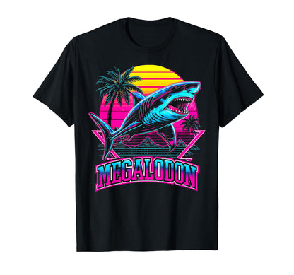 Megalodon Shark Ocean Vaporwave T-Shirt - Streetwear Style Men Women - T-Shirt, Sweatshirt, Hoodie