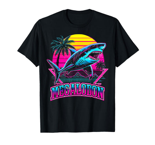 Megalodon Shark Ocean Vaporwave T-Shirt - Streetwear Style Men Women - T-Shirt, Sweatshirt, Hoodie
