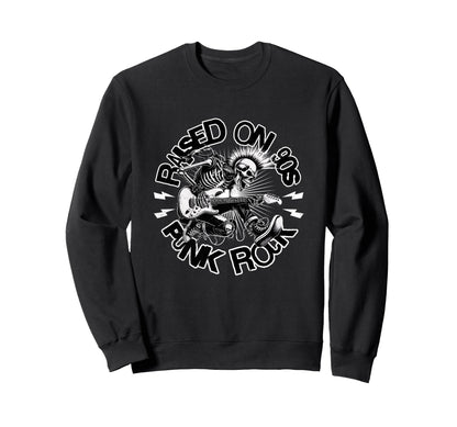 Raised 90S Rock Skeleton Guitar Punk Sweatshirt - Streetwear Style Unisex - T-Shirt, Sweatshirt, Hoodie