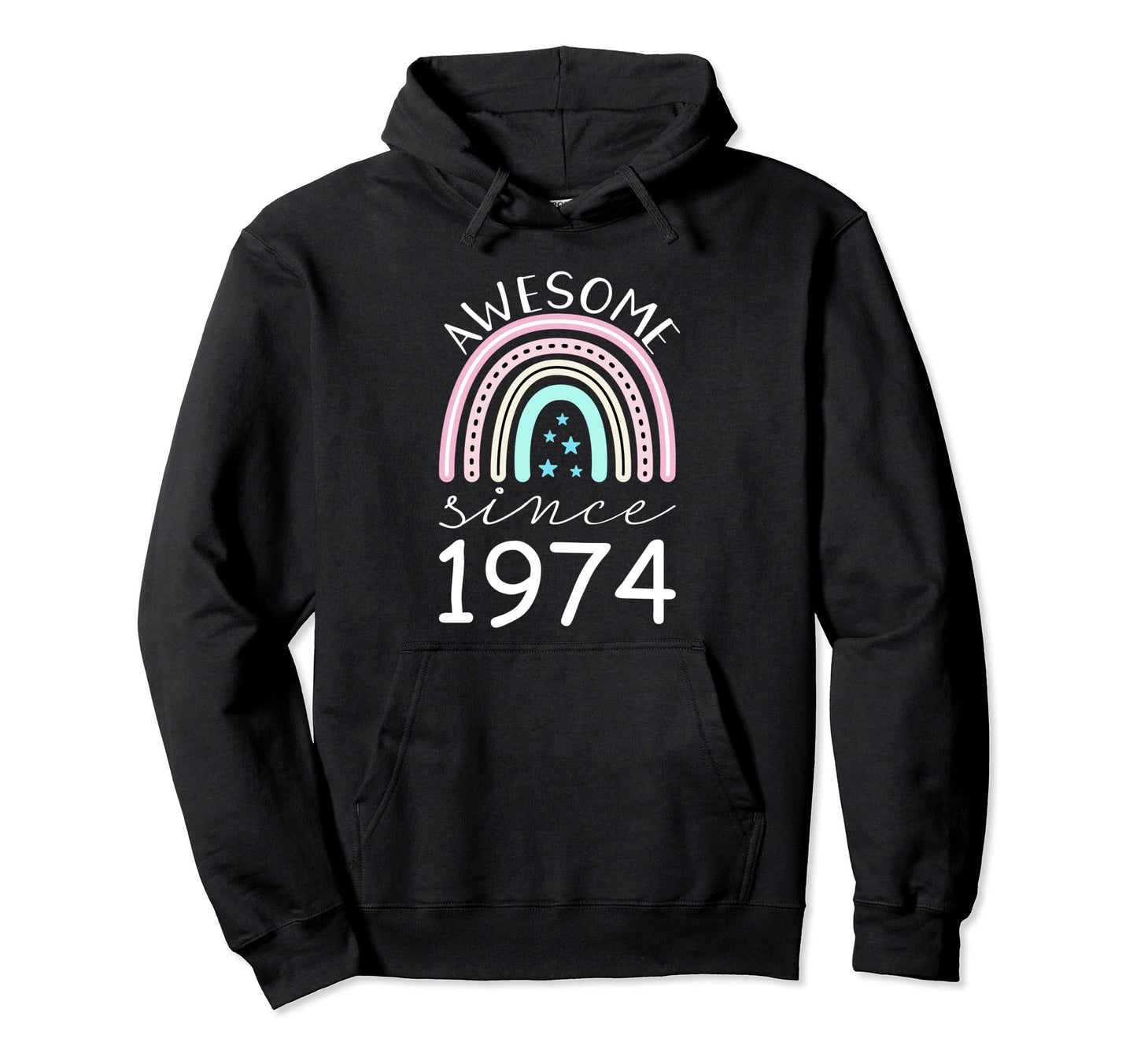 Awesome Since 1974 48Th Birthday Rainbow Hoodie - Graphic Print Men Women - T-Shirt, Sweatshirt, Hoodie