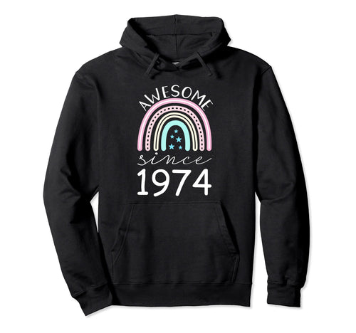 Awesome Since 1974 48Th Birthday Rainbow Hoodie - Graphic Print Men Women - T-Shirt, Sweatshirt, Hoodie