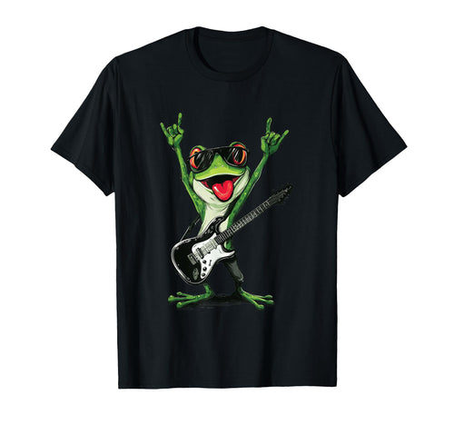 Funny Frog Rock Guitar Player T-Shirt - Minimalist Print Men Women - T-Shirt, Sweatshirt, Hoodie
