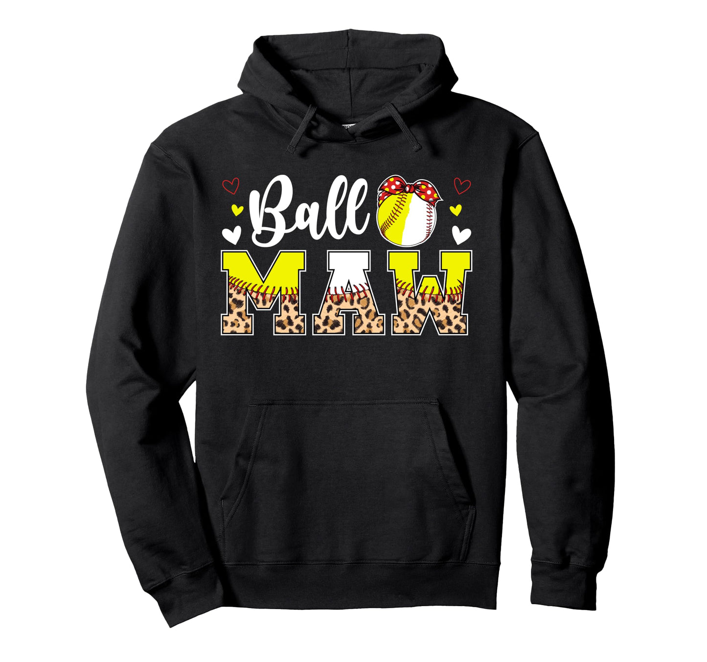 Ball Maw Leopard Softball Baseball Maw Hoodie - Aesthetic Graphic Unisex - T-Shirt, Sweatshirt, Hoodie