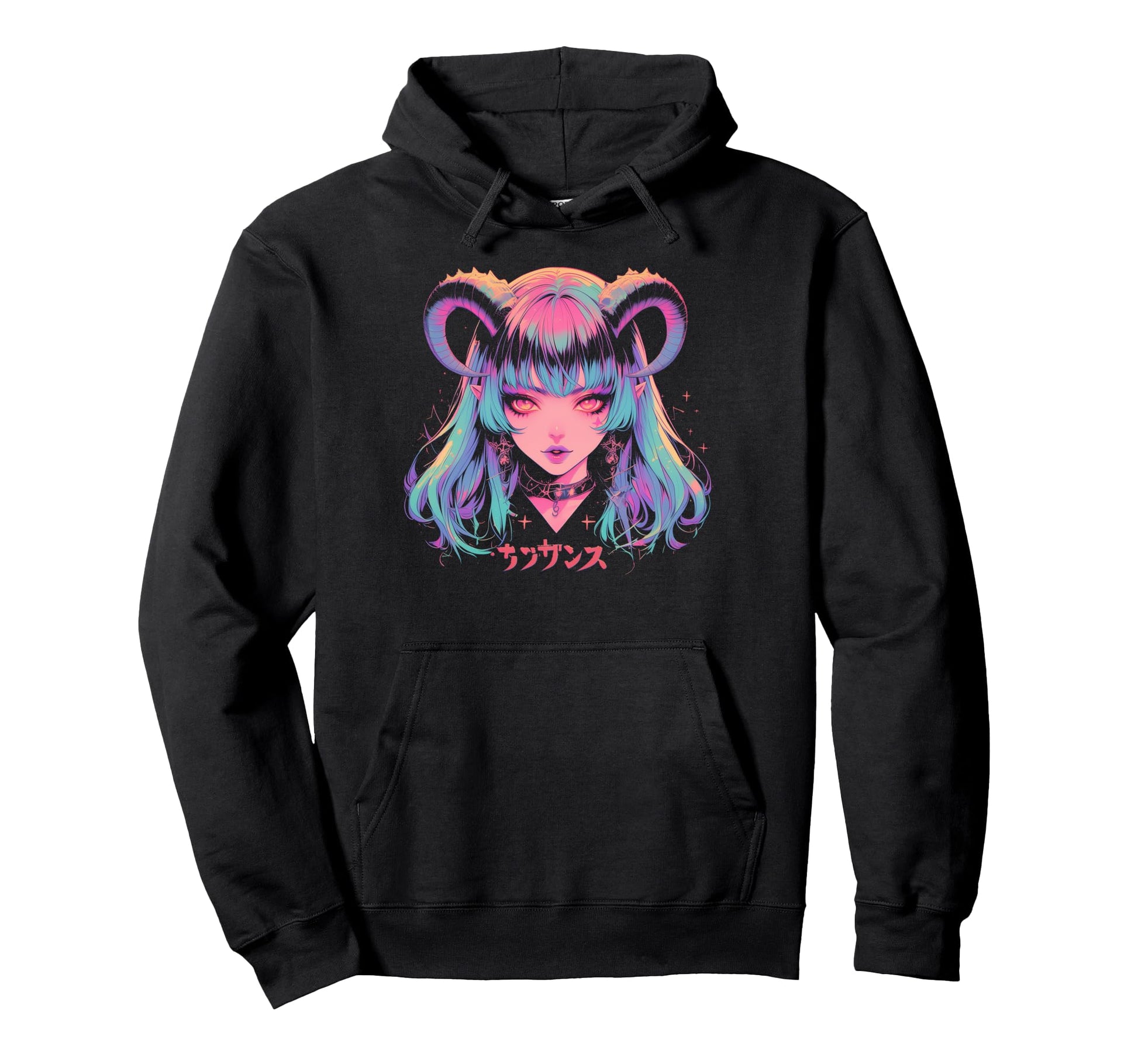 Goth Grunge Demon Anime Waifu Horror Alt Hoodie - Unique Graphic Men Women - T-Shirt, Sweatshirt, Hoodie