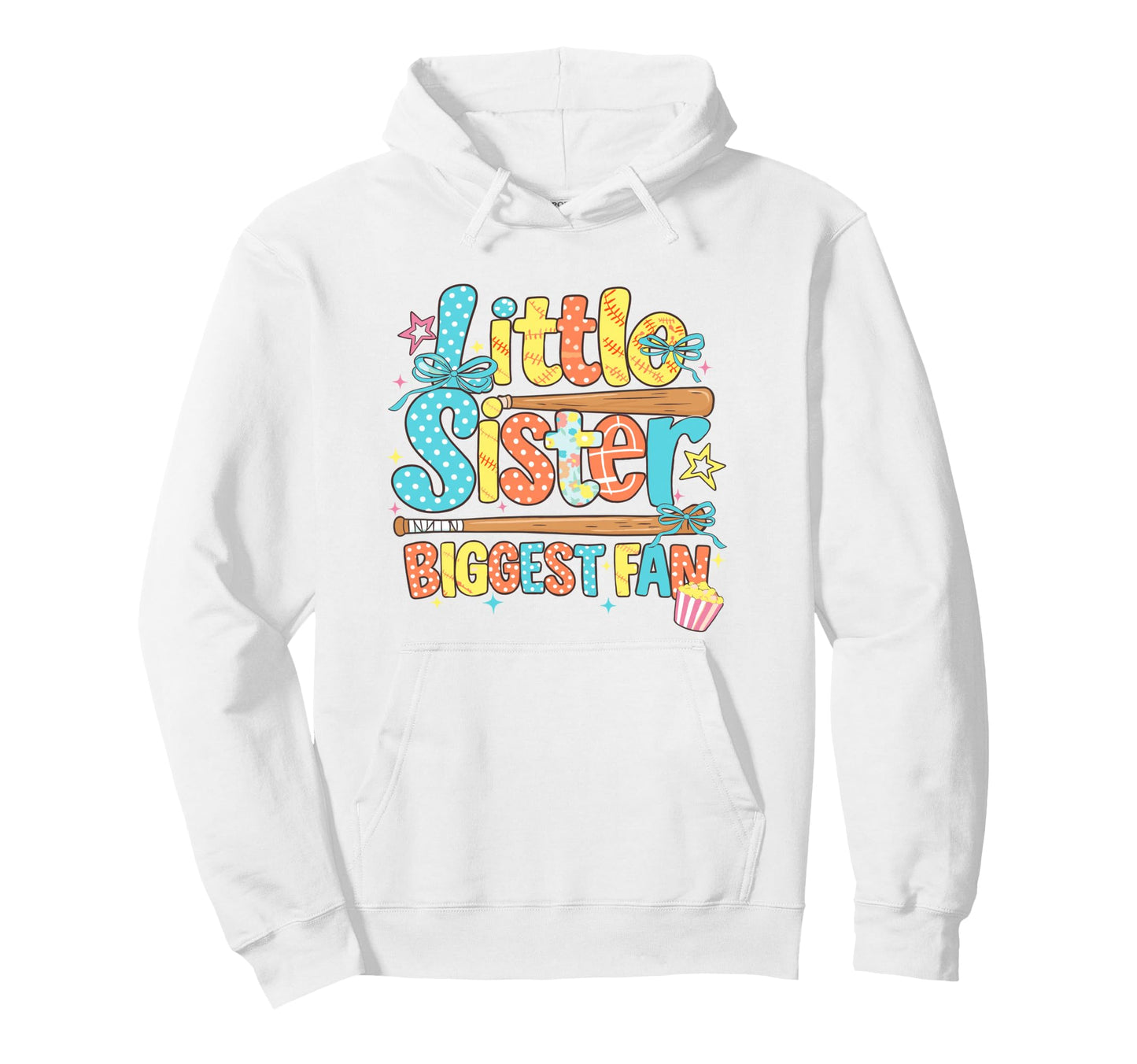 Funny Little Sister Biggest Fan Bow Hoodie - Fun Novelty Design for Adults - T-Shirt, Sweatshirt, Hoodie