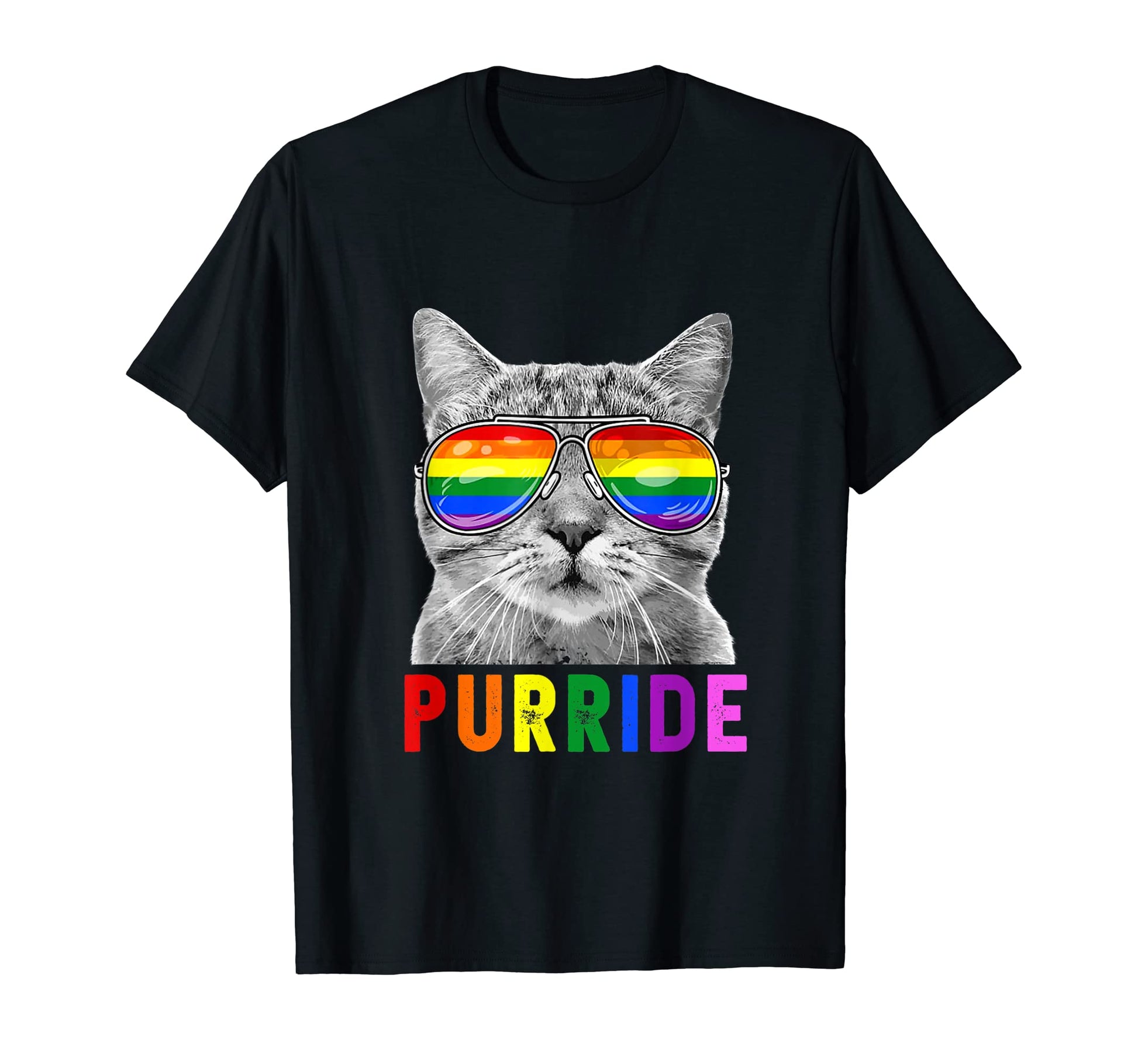Pride Cat Purride Gay Lgbtq Rainbow Flag T-Shirt - Trendy Graphic Unisex - T-Shirt, Sweatshirt, Hoodie