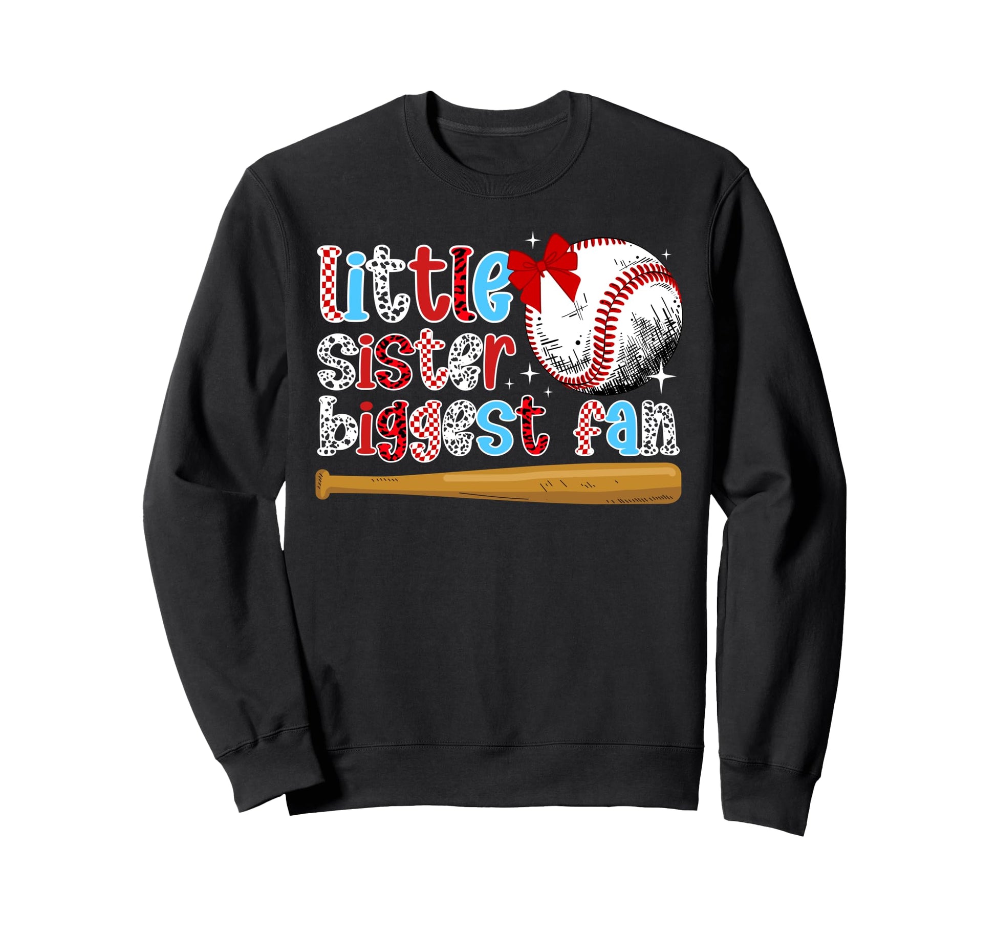 Little Sister Baseball Sister Sweatshirt - Novelty Apparel for Adults - T-Shirt, Sweatshirt, Hoodie