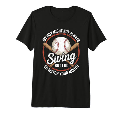 Funny Baseball Parent Swing Joke Tri T-Shirt - Novelty Apparel for Adults - T-Shirt, Sweatshirt, Hoodie