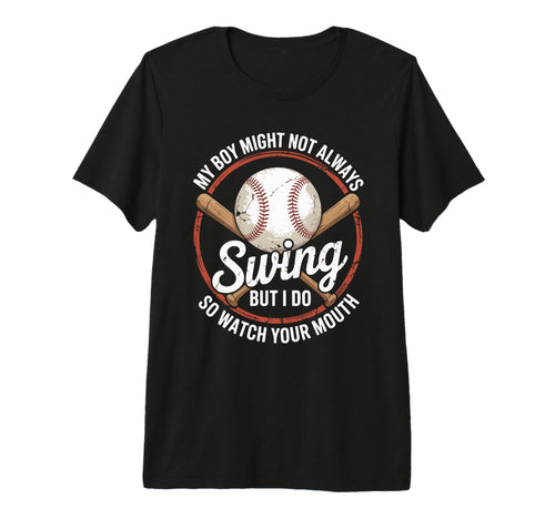 Funny Baseball Parent Swing Joke Tri T-Shirt - Novelty Apparel for Adults - T-Shirt, Sweatshirt, Hoodie