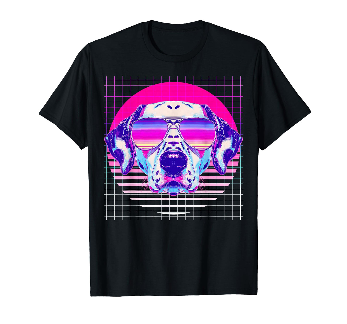 Dalmatian Sunglasses Dog Vaporwave T-Shirt - Graphic Print Men Women - T-Shirt, Sweatshirt, Hoodie