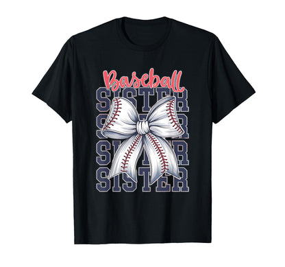 Baseball Sister Coquette Bow T-Shirt - Graphic Print Men Women - T-Shirt, Sweatshirt, Hoodie