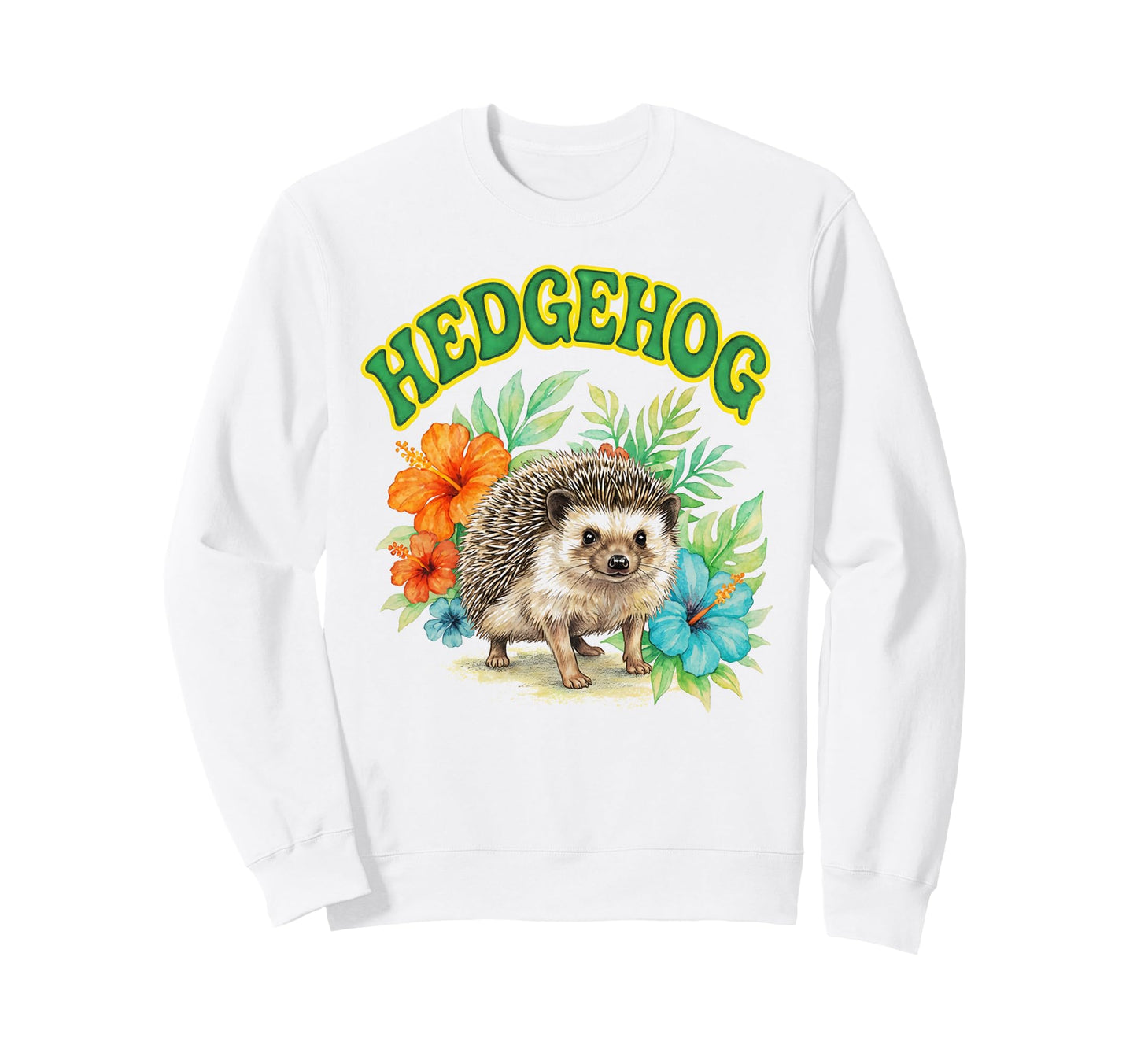 Hedgehog Groovy Floral Hedgehog Sweatshirt - Minimalist Print Men Women - T-Shirt, Sweatshirt, Hoodie