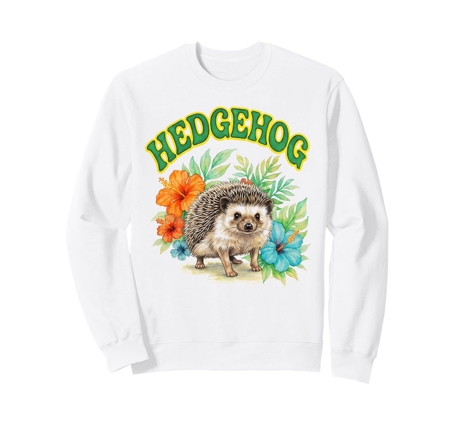 Hedgehog Groovy Floral Hedgehog Sweatshirt - Minimalist Print Men Women - T-Shirt, Sweatshirt, Hoodie