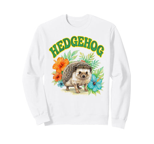 Hedgehog Groovy Floral Hedgehog Sweatshirt - Minimalist Print Men Women - T-Shirt, Sweatshirt, Hoodie