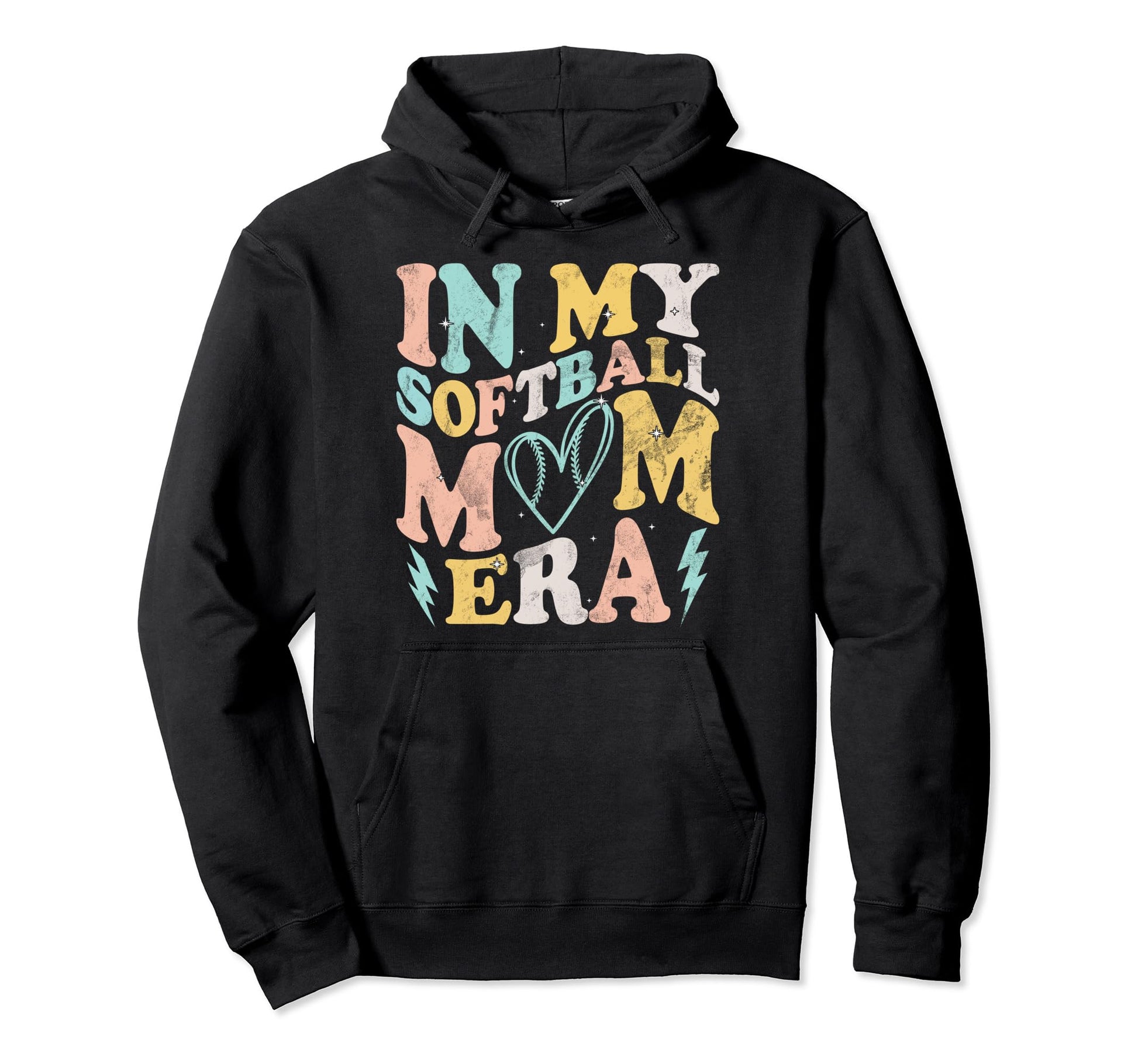 My Softball Mom Era Groovy Softball Hoodie - Novelty Apparel Men Women - T-Shirt, Sweatshirt, Hoodie
