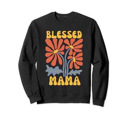 Blessed Mama Boho Flowers Floral Hoodie - Fun Novelty Design Unisex - T-Shirt, Sweatshirt, Hoodie