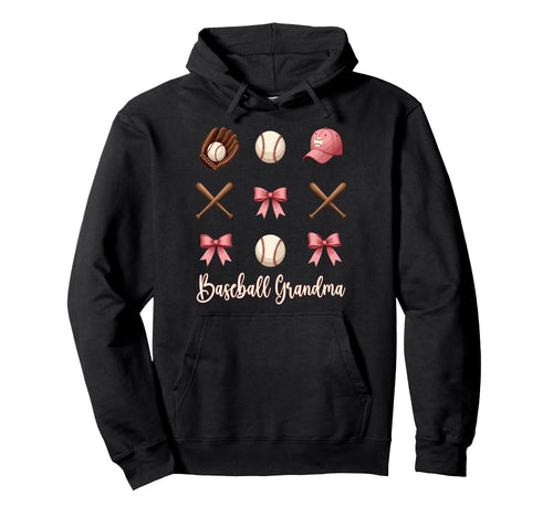 Baseball Grandma Funny Coquette Bow Hoodie - Casual Everyday Wear Unisex - T-Shirt, Sweatshirt, Hoodie