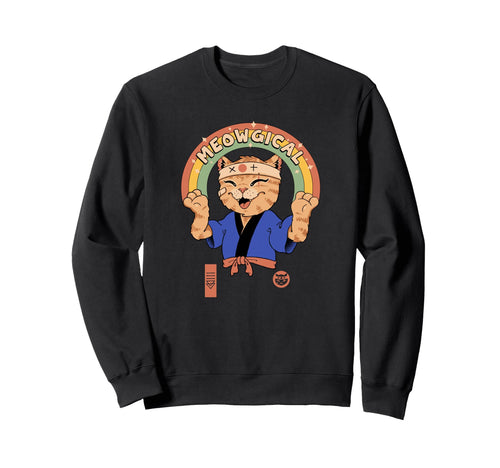 Meowgical Karate Cat Rainbow Sweatshirt - Minimalist Print Men Women - T-Shirt, Sweatshirt, Hoodie