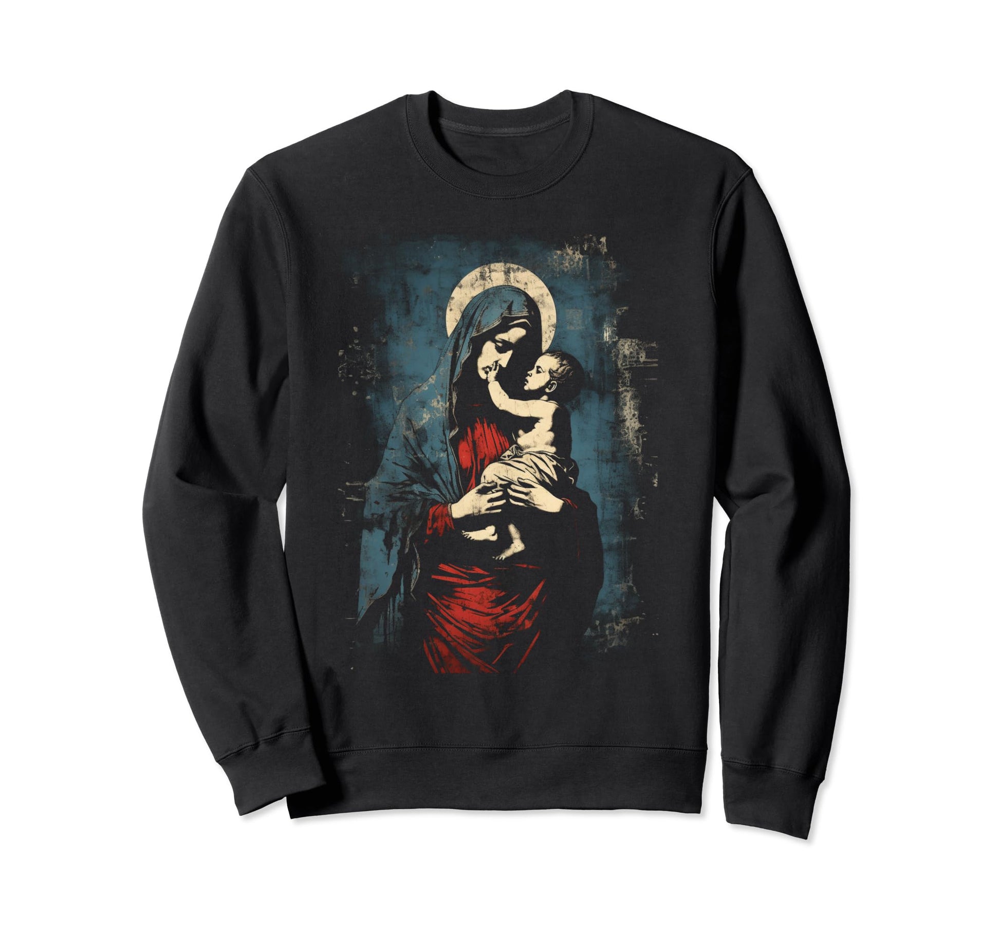 Mary Jesus Distressed 90S Goth Sweatshirt - Minimalist Print Men Women - T-Shirt, Sweatshirt, Hoodie
