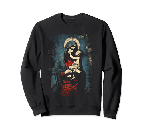 Mary Jesus Distressed 90S Goth Sweatshirt - Minimalist Print Men Women - T-Shirt, Sweatshirt, Hoodie