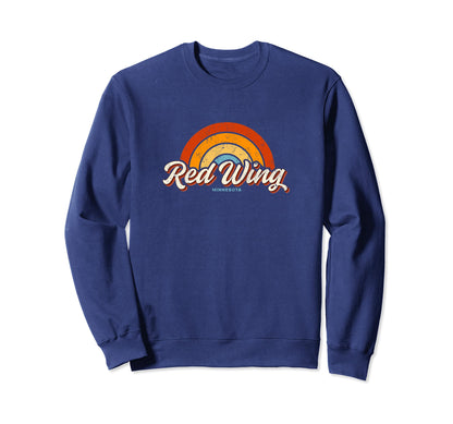 Red Wing Minnesota Mn Rainbow 70S Sweatshirt - Minimalist Print for Adults - T-Shirt, Sweatshirt, Hoodie