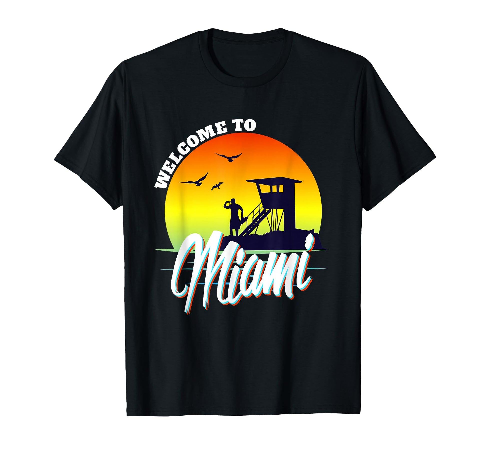 Welcome To Miami Beach Florida 90S T-Shirt - Custom Art Print for Adults - T-Shirt, Sweatshirt, Hoodie