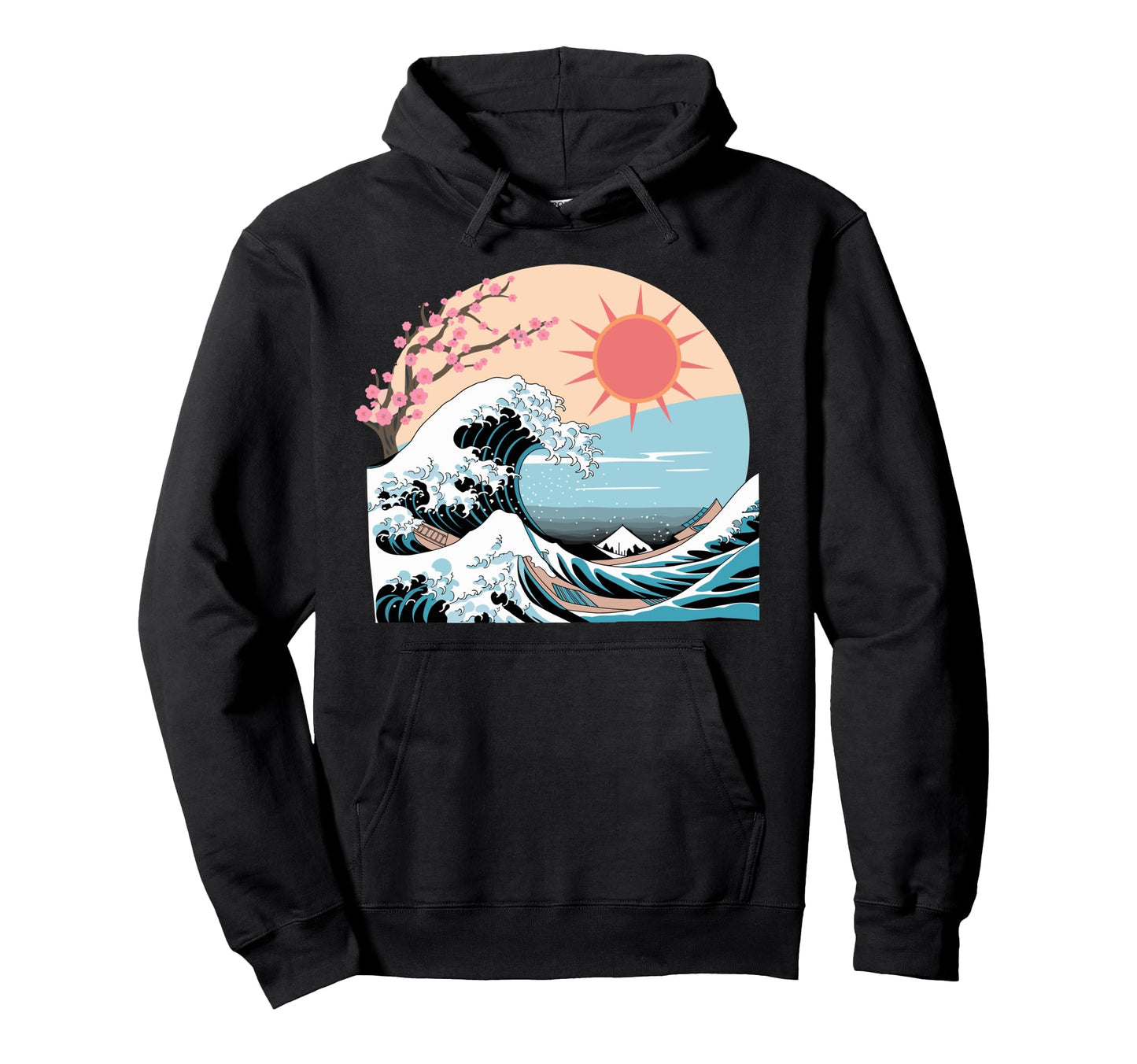 Big Wave Vaporwave Aesthetic 80S Hoodie - Casual Everyday Wear Men Women - T-Shirt, Sweatshirt, Hoodie