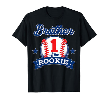 Brother Rookie 1St Birthday Baseball Theme T-Shirt - Unique Graphic Unisex - T-Shirt, Sweatshirt, Hoodie