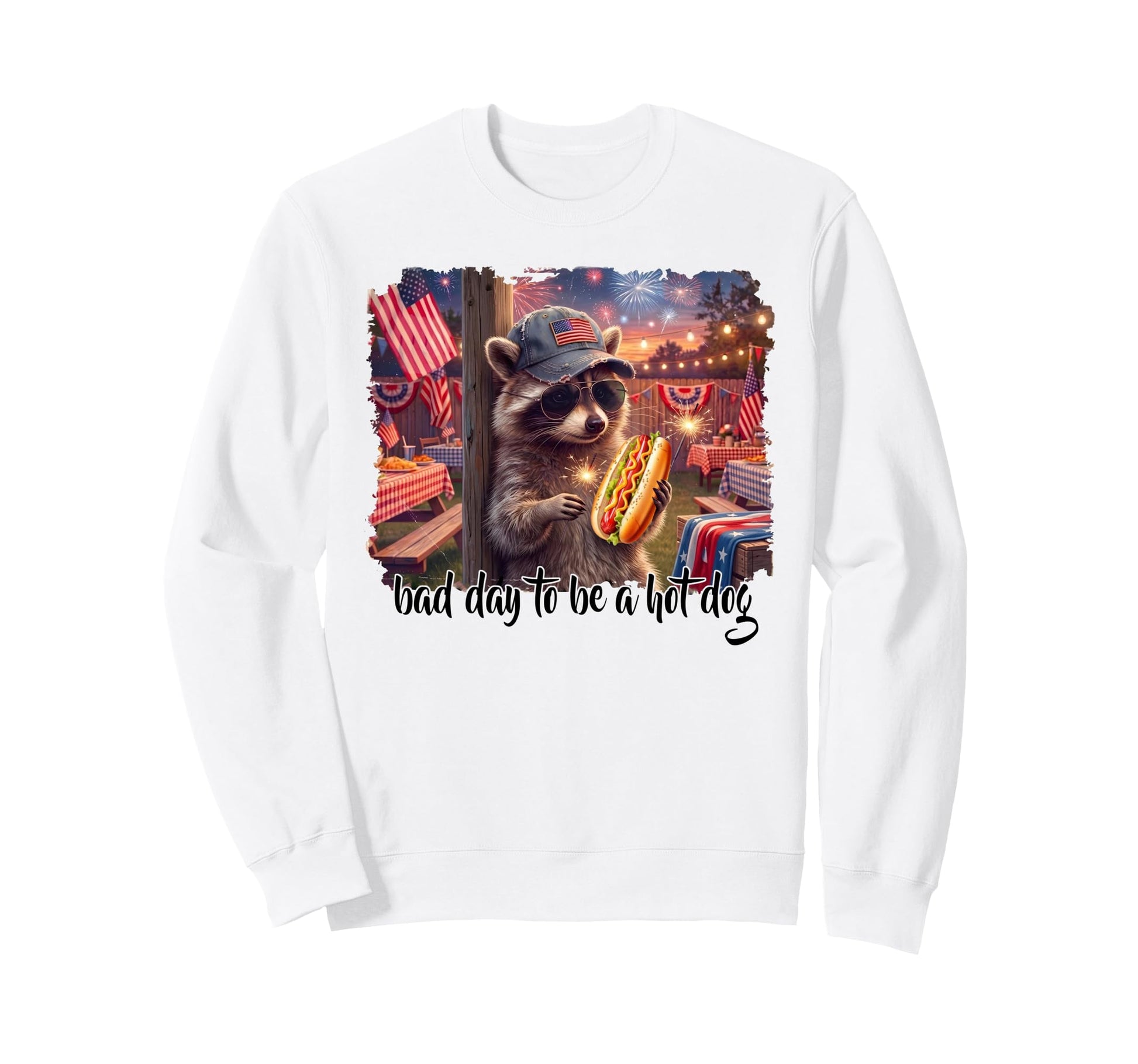 Bad Day To Be Hot Dog Patriotic Sweatshirt - Minimalist Print Men Women - T-Shirt, Sweatshirt, Hoodie