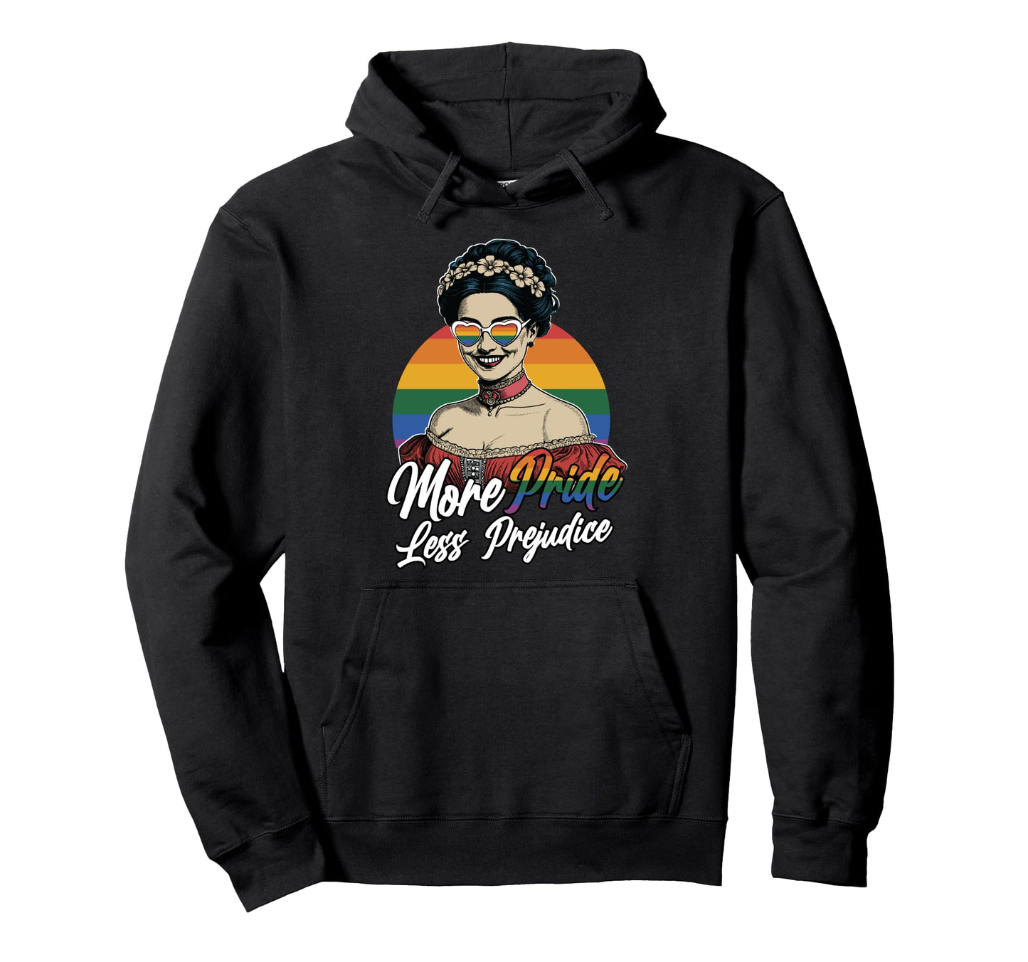 Lgbtq More Pride Less Prejudice Rainbow Gay Hoodie - Trendy Graphic Unisex - T-Shirt, Sweatshirt, Hoodie