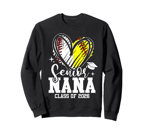 Senior Nana Class 2026 Baseball Sweatshirt - Minimalist Print for Adults - T-Shirt, Sweatshirt, Hoodie