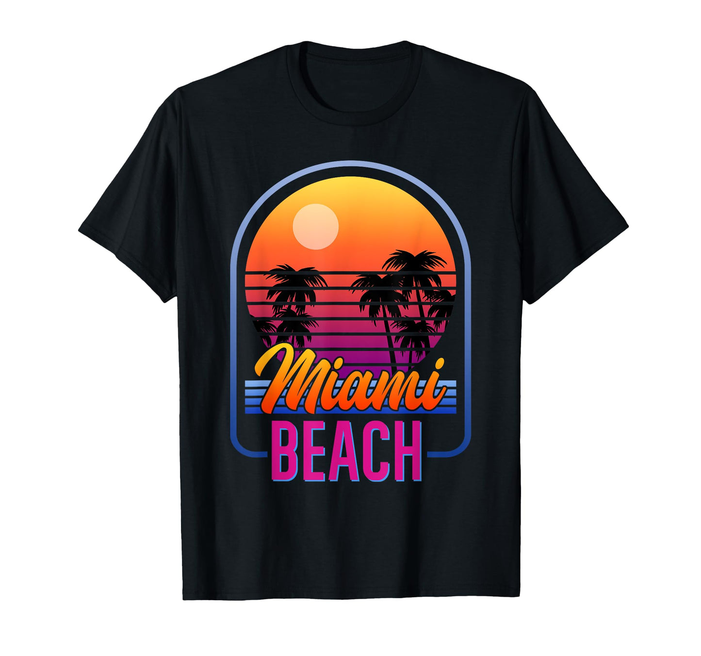 Miami Beach 80S Aesthetic Vaporwave T-Shirt - Custom Art Print Unisex - T-Shirt, Sweatshirt, Hoodie