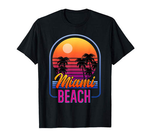 Miami Beach 80S Aesthetic Vaporwave T-Shirt - Custom Art Print Unisex - T-Shirt, Sweatshirt, Hoodie