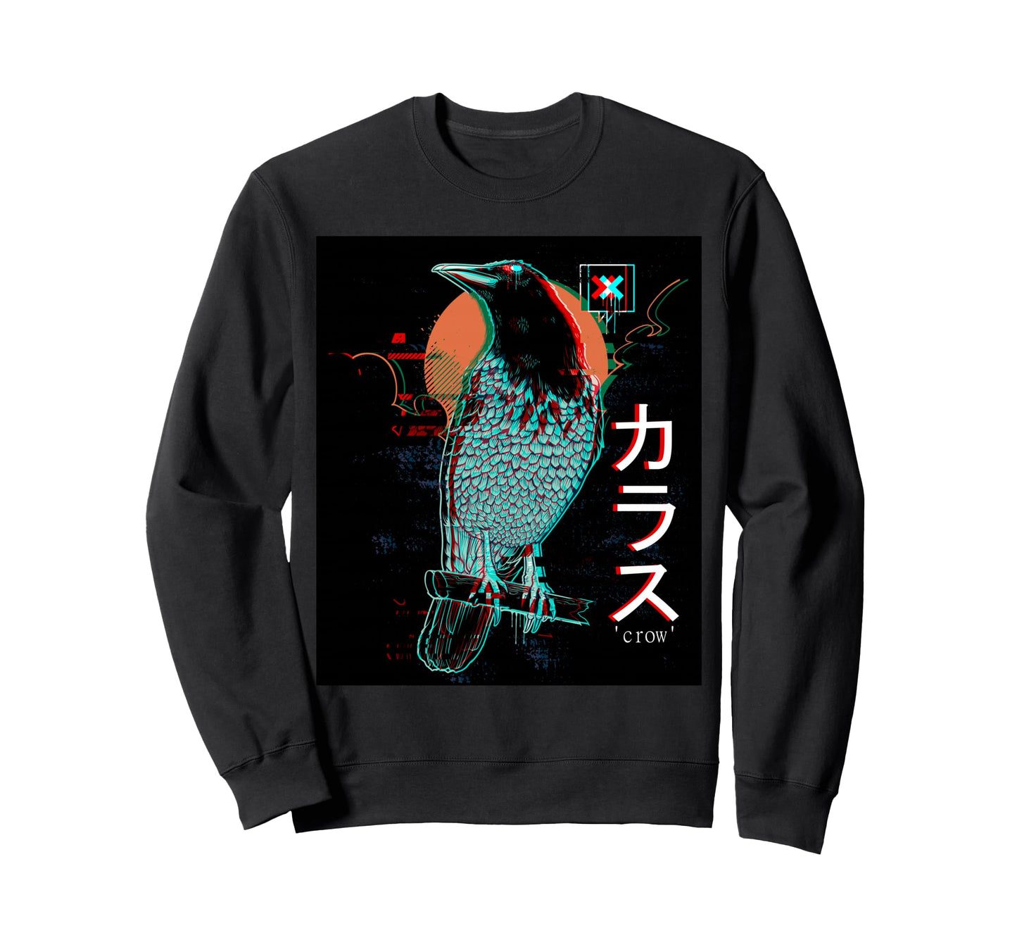 Japan Anime Crow Gothic Vaporwave Sweatshirt - Minimalist Print for Adults - T-Shirt, Sweatshirt, Hoodie