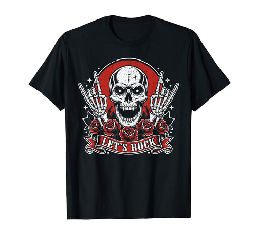 Lets Rock Skull Rock And Roll Guitar T-Shirt - Streetwear Style for Adults - T-Shirt, Sweatshirt, Hoodie